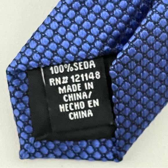 Claiborne Men’s Blue and Black Micro-plaid Silk Tie NWT - Picture 6 of 6